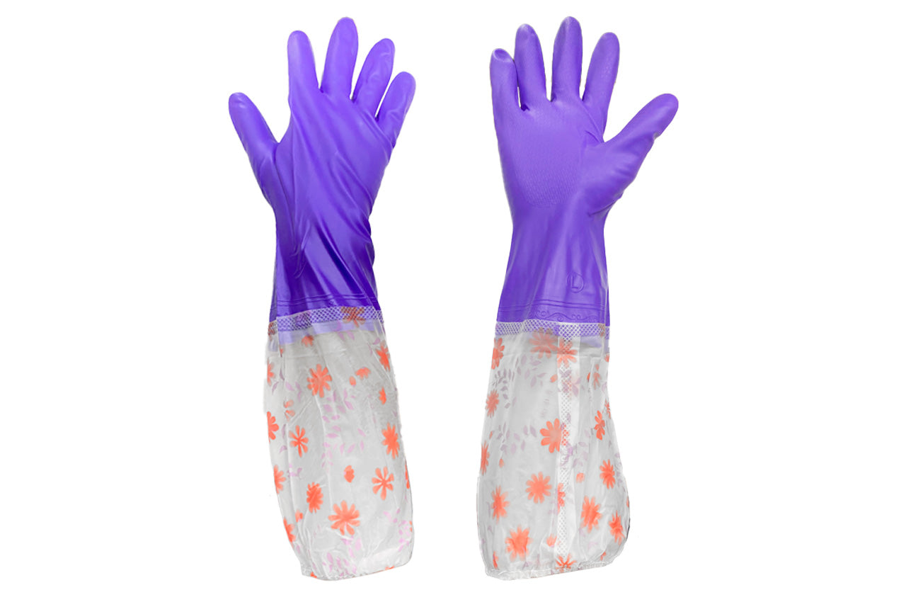 Перчатка латексная хозяйственная Китай - 500мм дельфин с нарукавниками