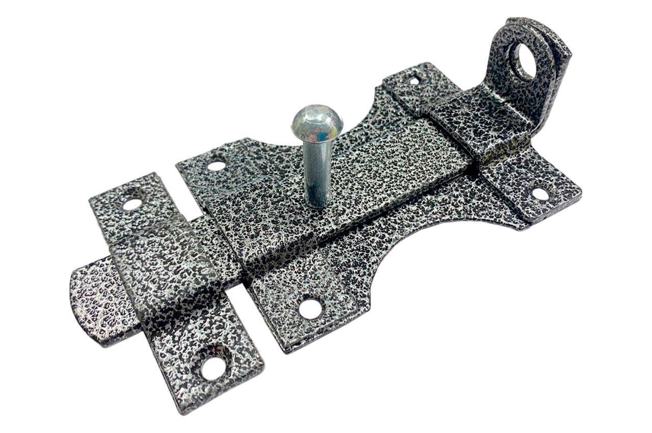 Засов дверной KS-UKR плоский "Дуга" под замок 80х155 (серый антик)