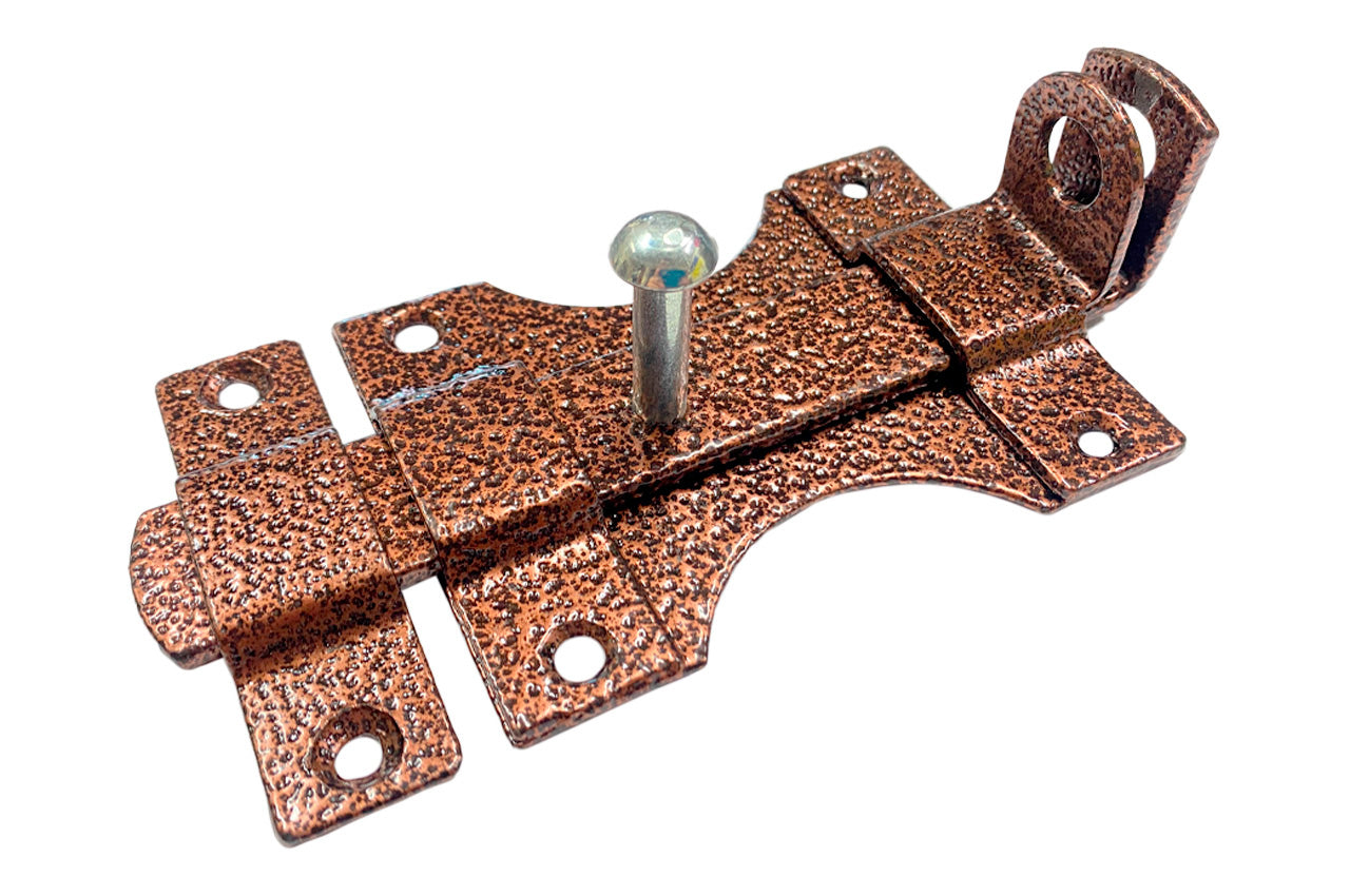 Засов дверной KS-UKR плоский "Дуга" под замок 80х155 (медный антик)