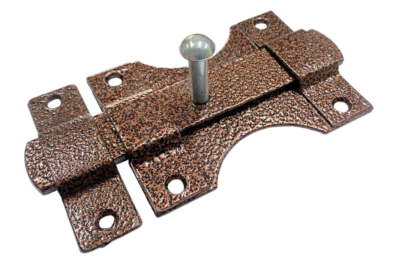 Задвижка KS-UKR плоская "Дуга" ручка 80х155 (медный антик)