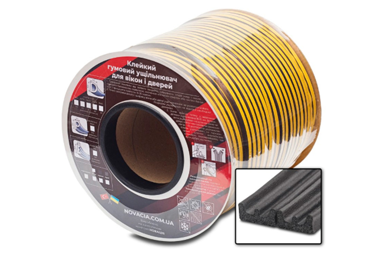 Уплотнитель резиновый E черный (150м)