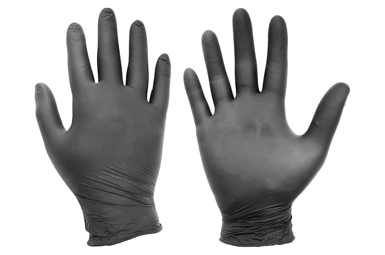 Перчатка нитриловая смотровая Hoffen - M черная (100шт)