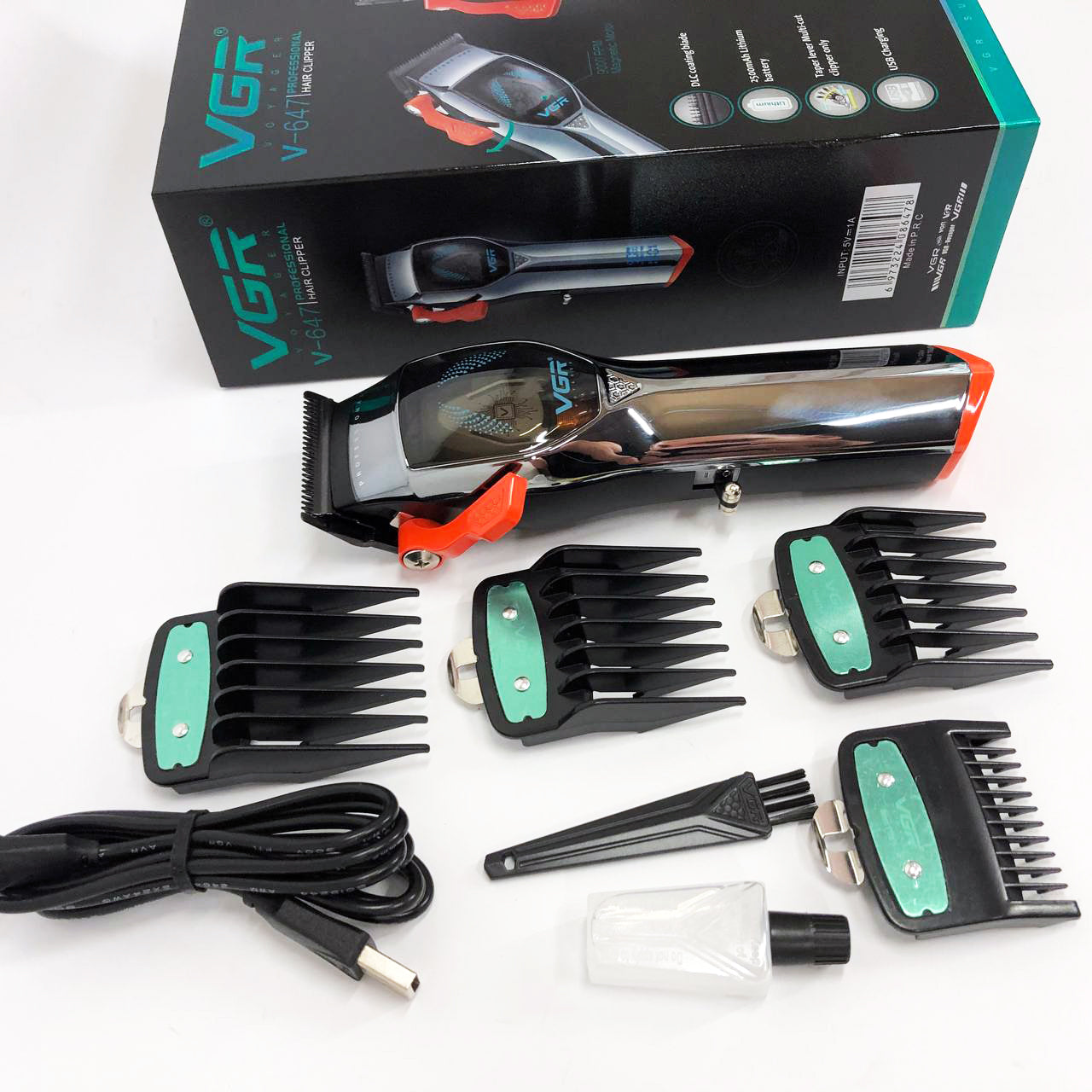 Машинка для стрижки волос VGR V-647 со сменными насадками, Машинка для стрижки для дома