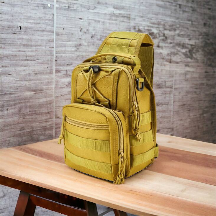 Качественная тактическая сумка, укрепленная мужская сумка рюкзак тактическая слинг. Цвет: койот
