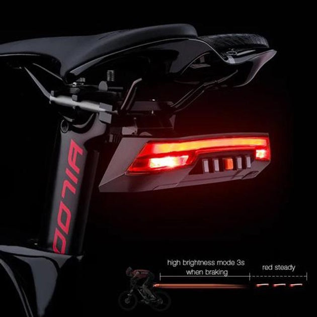 Велофонарь 0118-A9 с указанием поворотов (red+yellow), waterproof, ЗУ Type-C, пульт управления