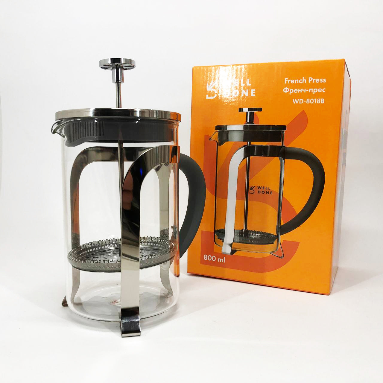 Френч-пресс Well Done WD-8018B с ручкой soft-touch 800 мл, Китайский заварник чайник для заваривания трав