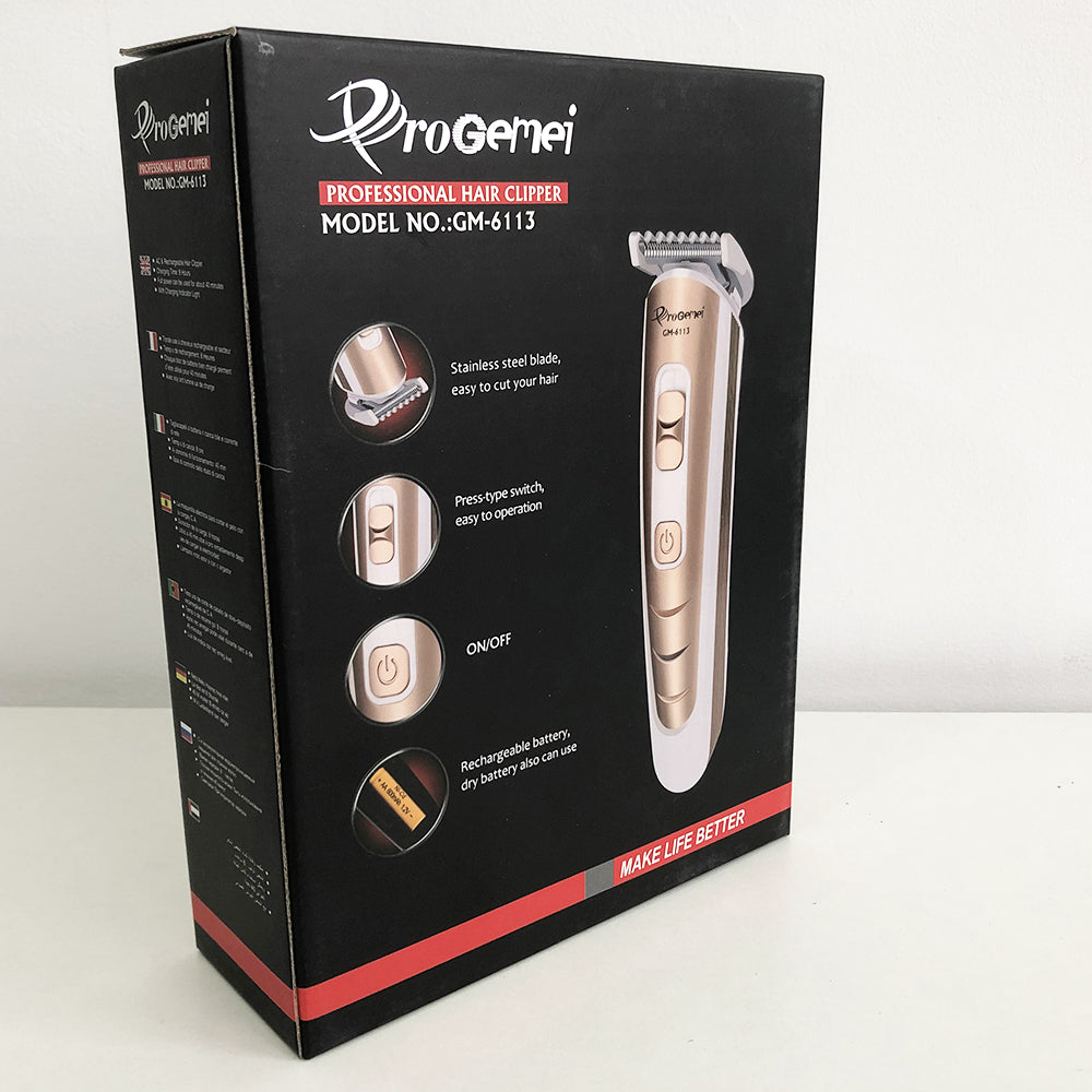 Машинка для стрижки волос Gemei GM-6113 аккумуляторная, машинка мужская для бритья. Цвет: золотой