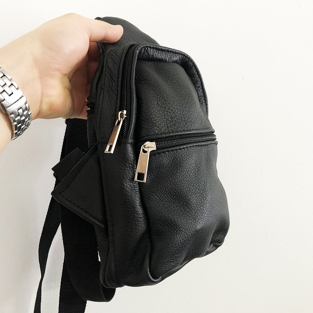 Сумка из натуральной кожи, слинг мужской черный, барсетка, кросс боди, Практичная сумка-мессенджер