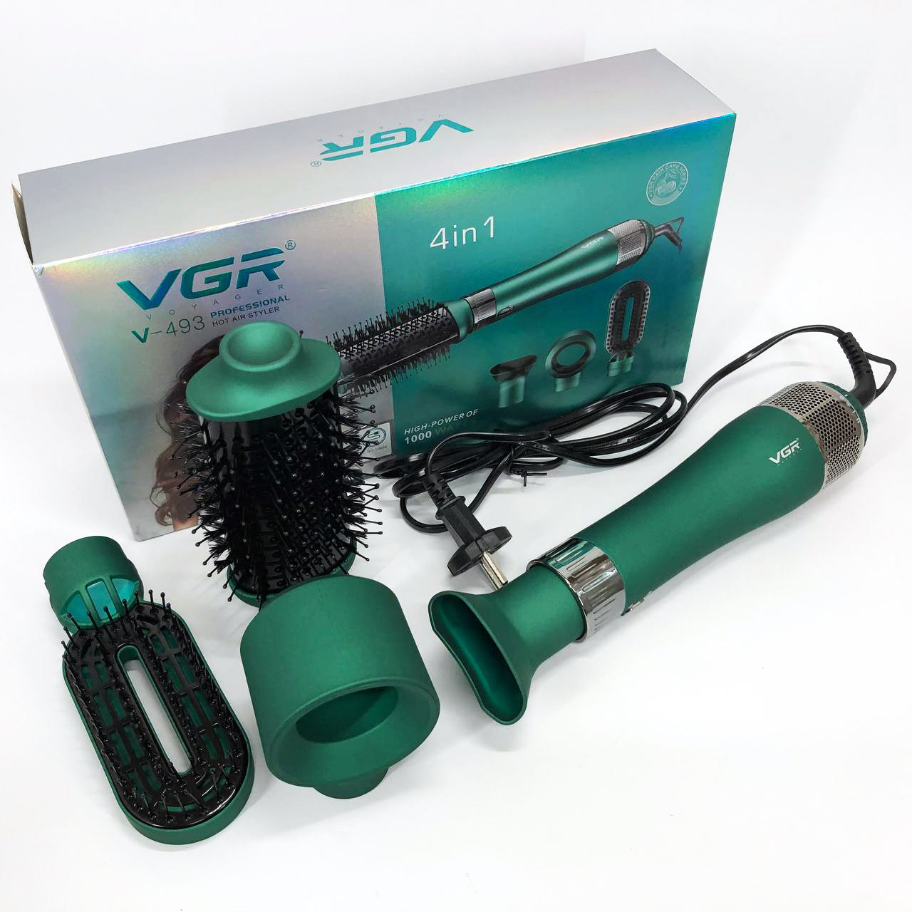 Фен-щетка VGR V-493 Мультистайлер 4в1 с насадками 1000 Вт профессиональный воздушный Браш Стайлер
