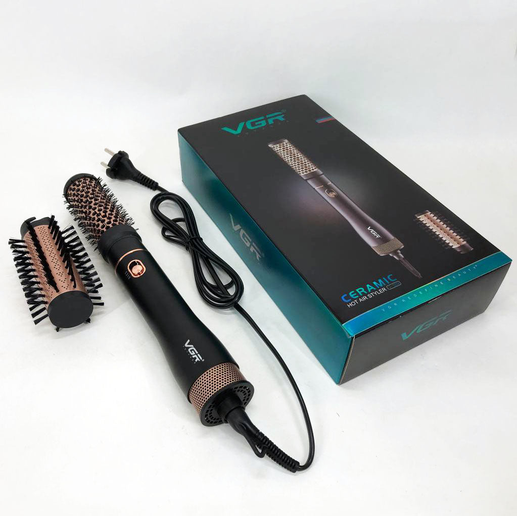 Фен гребінець VGR V-559 для завивки та сушіння волосся керамічне покриття 2 швидкості 2 насадки