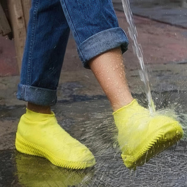 Багаторазові бахіли-чохли L (41-45 розмір) для взуття силіконові від води та бруду Колір: жовтий