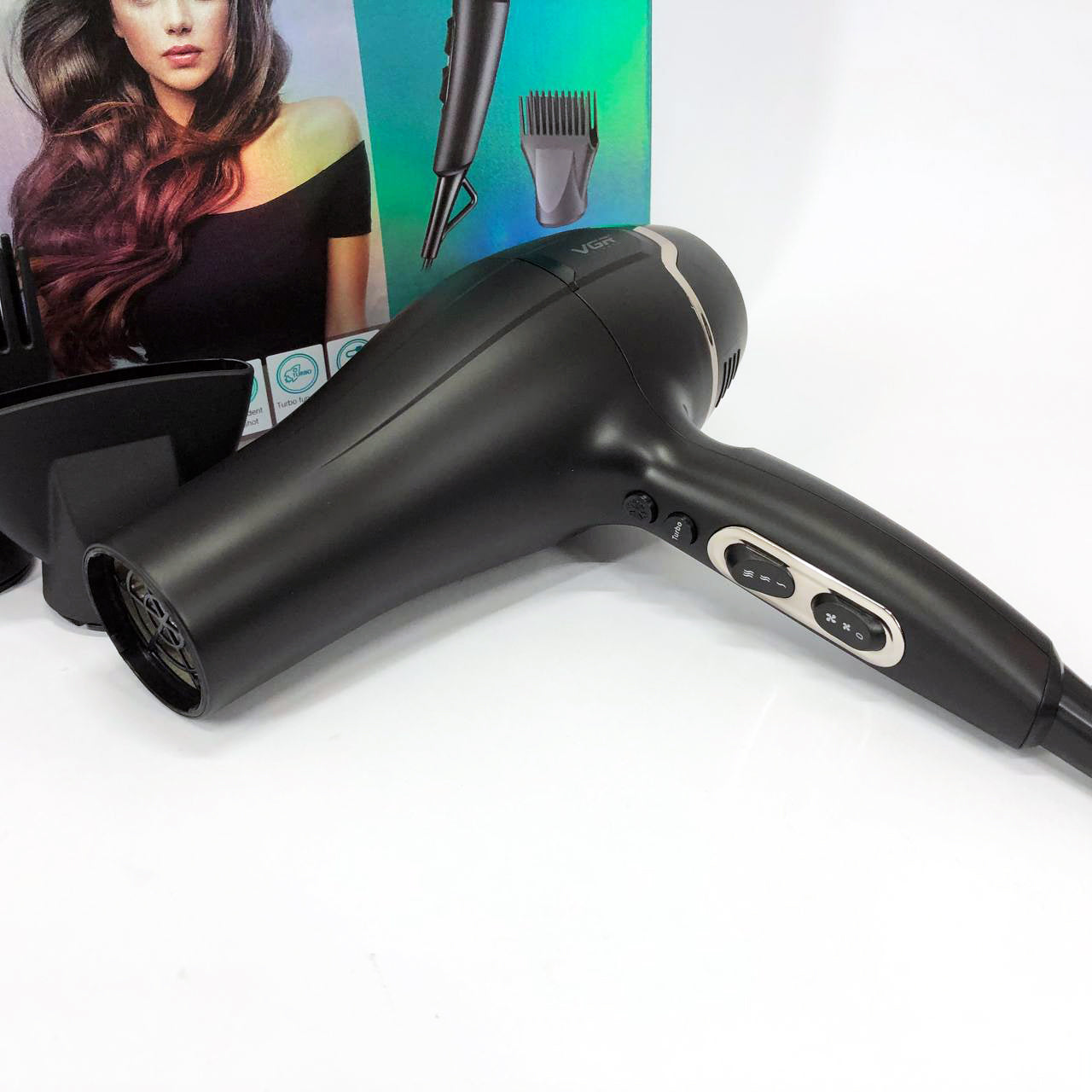 Профессиональный фен VGR V-450 для сушки укладки волос 2400 Вт режим Turbo, Воздушный стайлер для волос