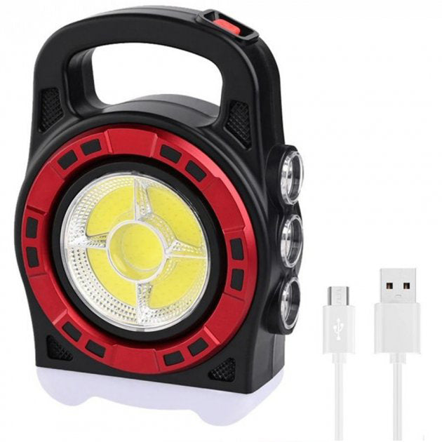 Переносной фонарь прожектор 6678С-3LED+5COB с солнечной панелью и функцией Power Bank, ручной прожектор