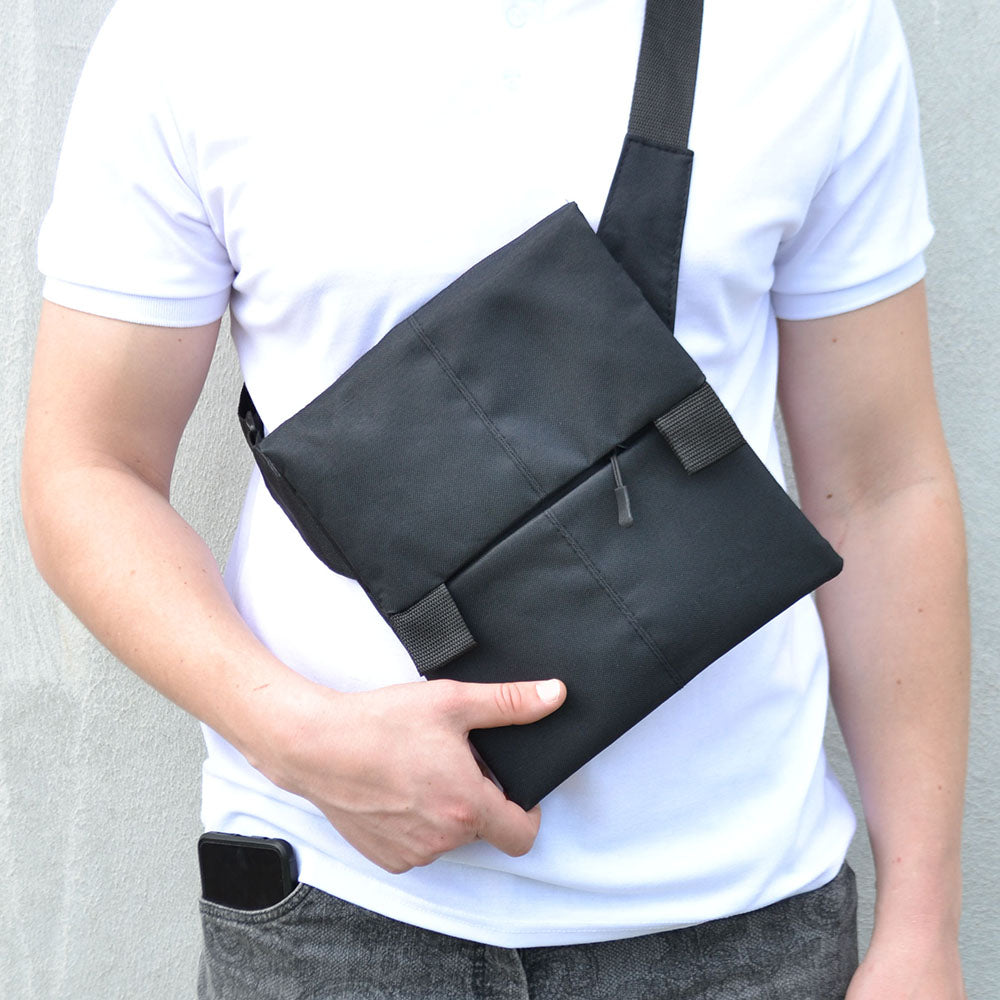 Мужская сумка из натуральной кожи, тактическая сумка - мессенджер черная, тактическая сумка на грудь