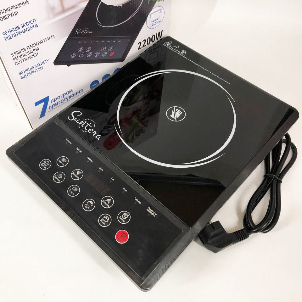 Плитка индукционная Suntera ICD-2200, 2200 Вт, инфракрасная мини плита, индукционная плита мини