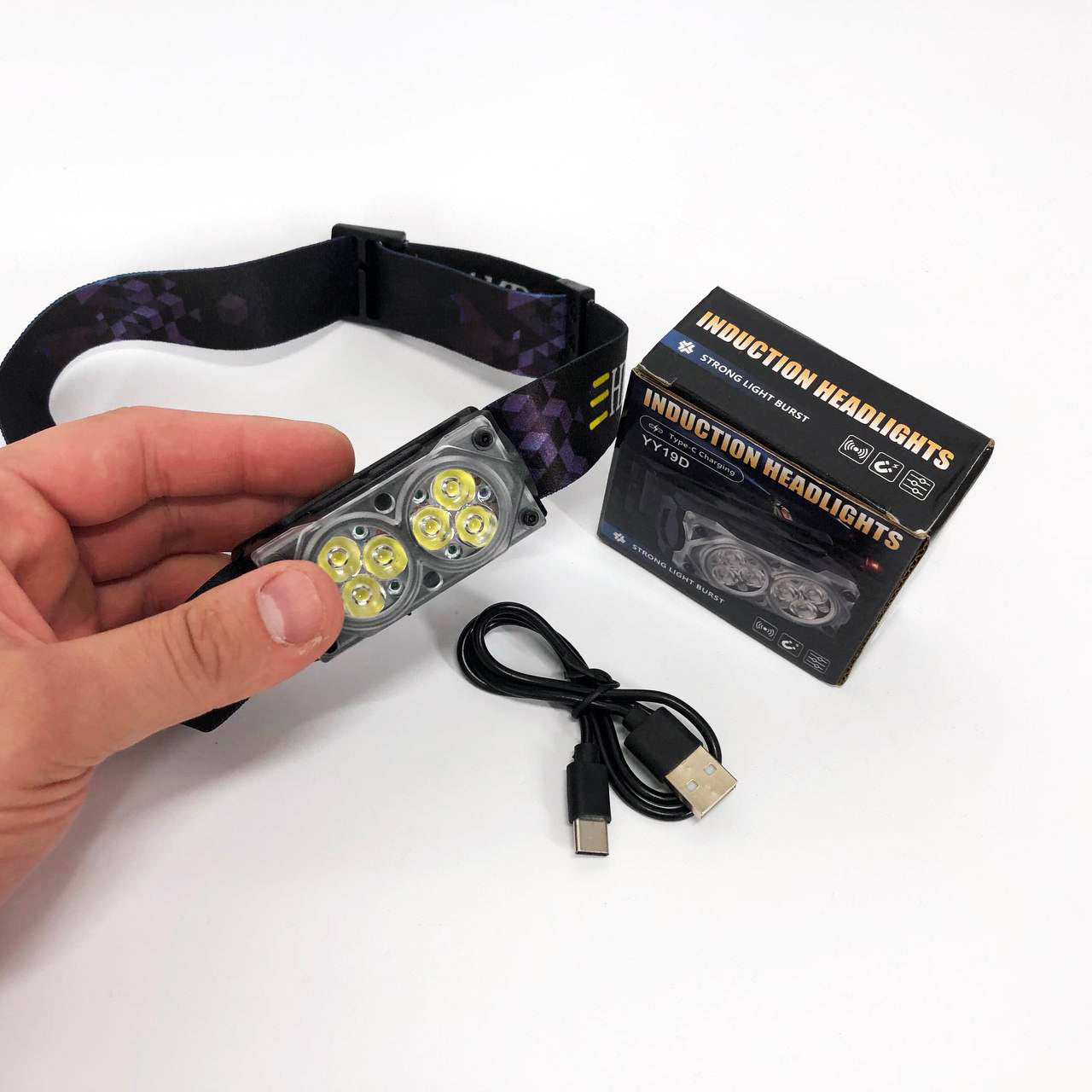 Фонарь налобный YY-19D-6SMD Li-Ion, Светодиодный фонарь на лоб, Фонарик на голову с зарядкой