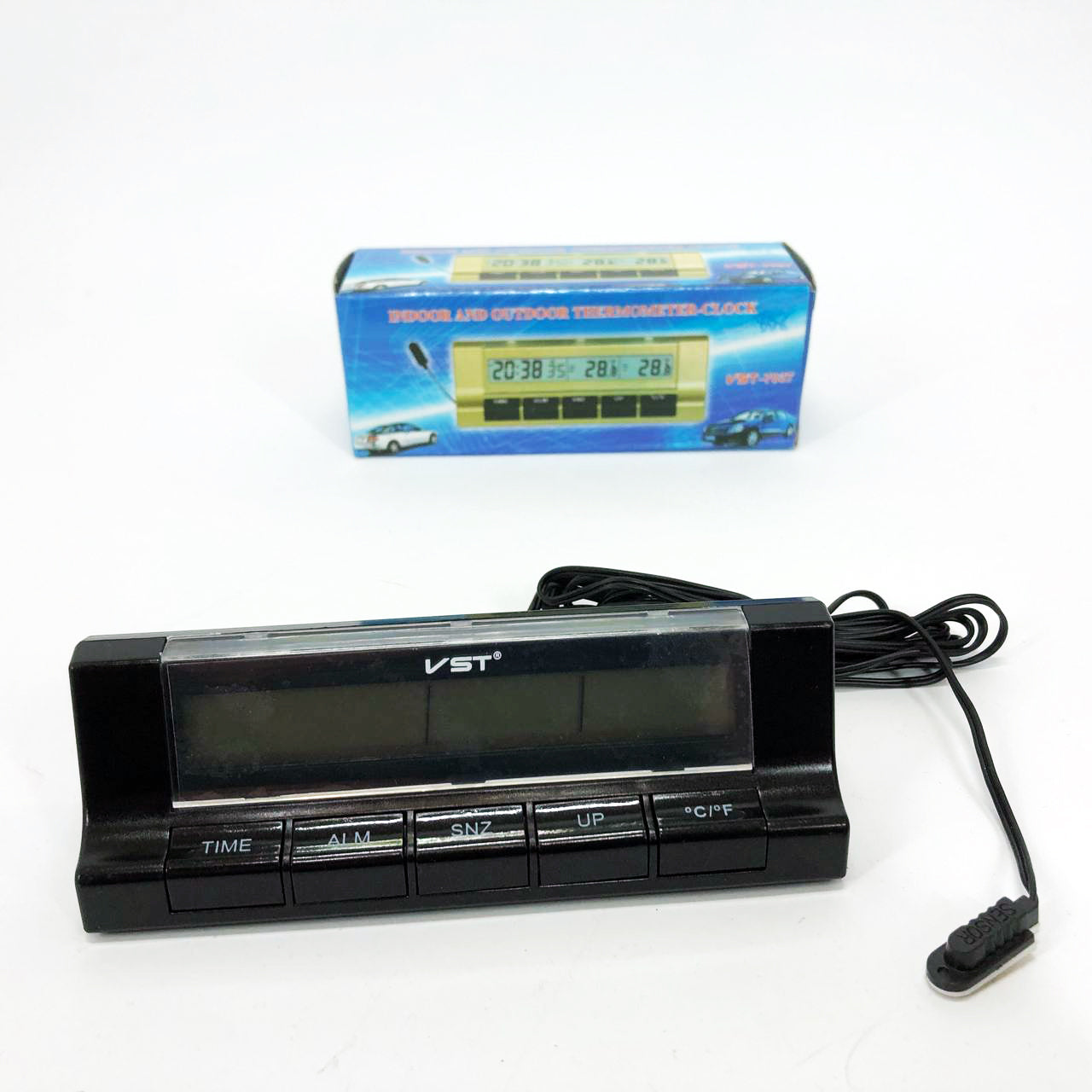 Авточасы с термометром VST-7037