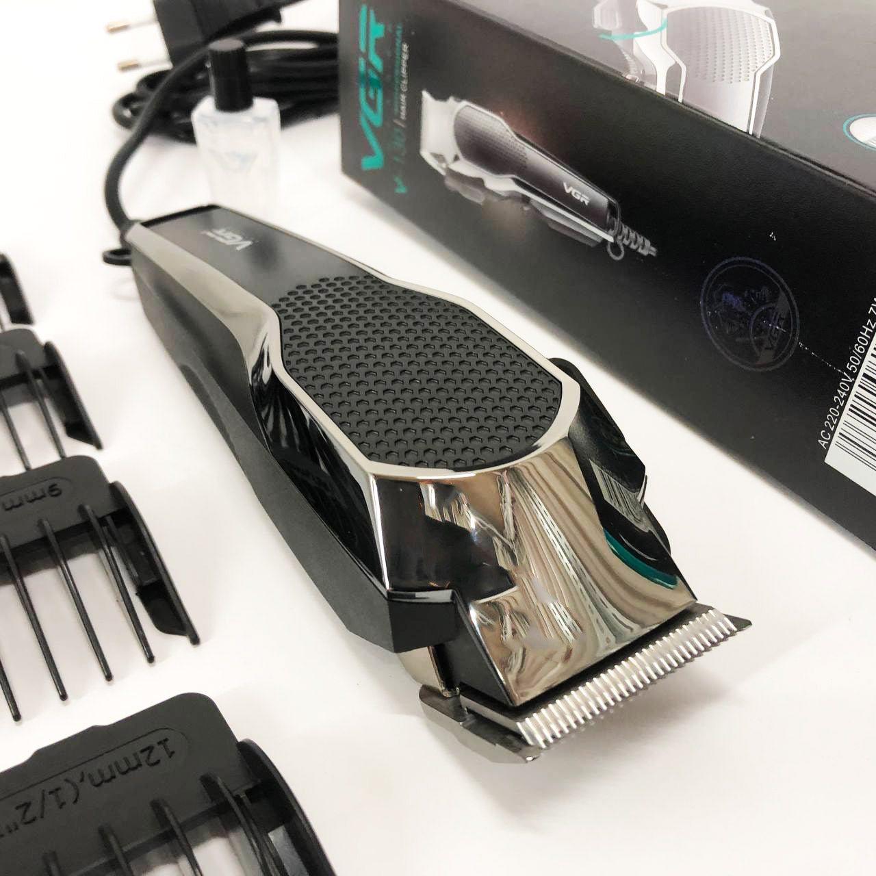 Машинка для стрижки VGR V-130 проводная профессиональная с насадками для окантовки триммер для волос