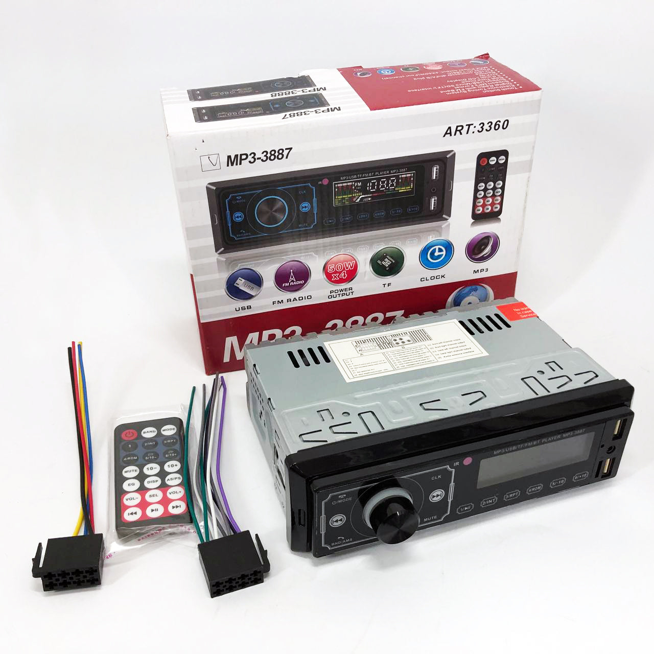 Автомагнитола MP3 3887 ISO 1DIN сенсорный дисплей LED/LCD, Автомобильная магнитола 1din штатная