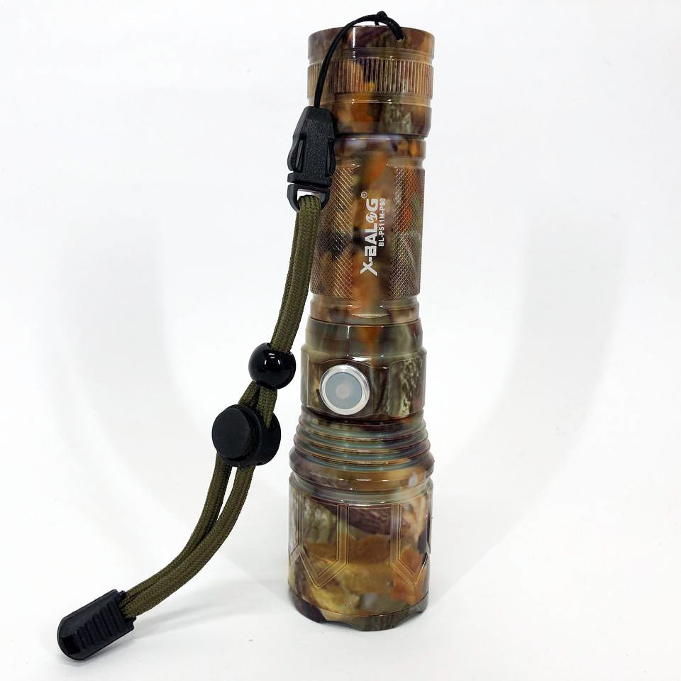 Фонарик ручной тактический Bailong BL-P511M-P90 камуфляж, супер яркий фонарик, мощный карманный фонарик