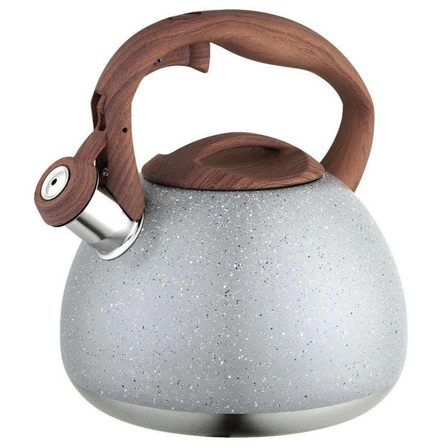 Чайник Unique со свистком UN-5306 2,7л мрамор, чайник для газовой плитки, чайник на плиту. Цвет: серый