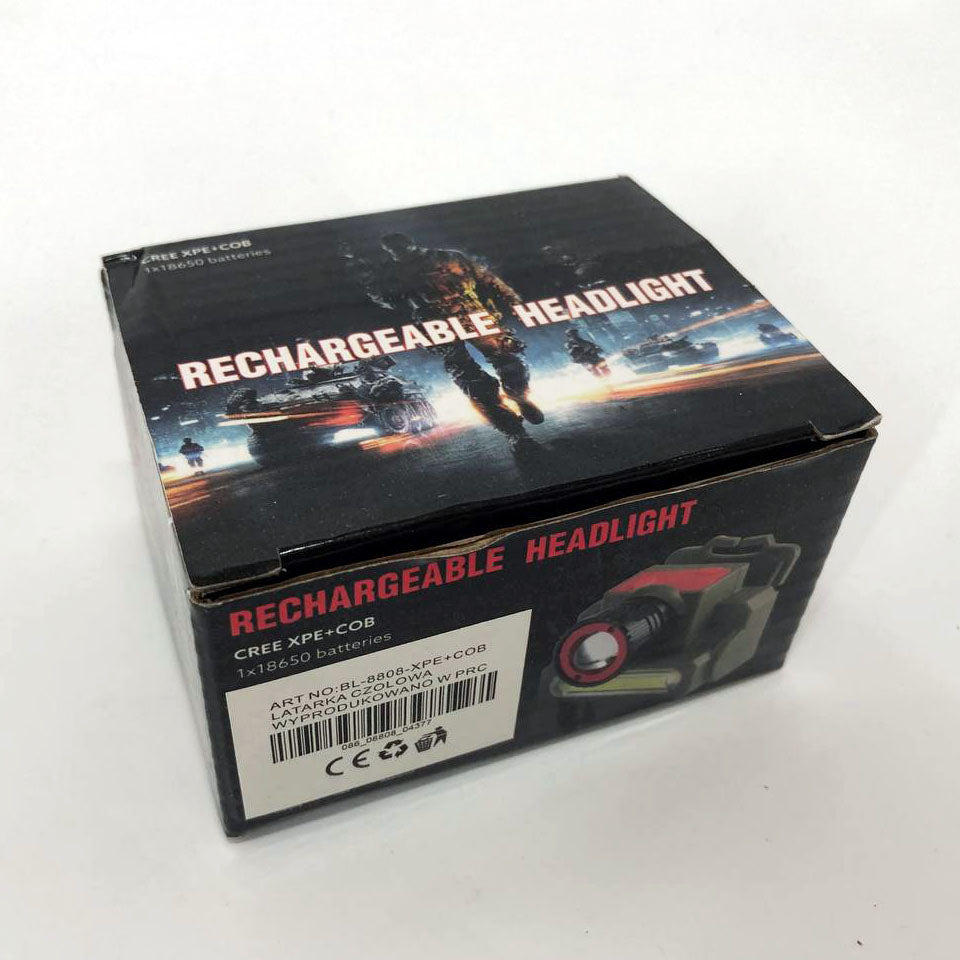 Фонарь налобный Police 8808/6908-XPE+COB, micro USB, встроенный аккумулятор, фонарик на голову с зарядкой