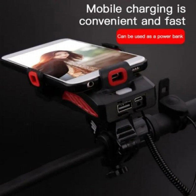 Велофара с сигналом и держателем телефона LY-25-2T6 (white+yellow), Долговечный велосипедный фонарь