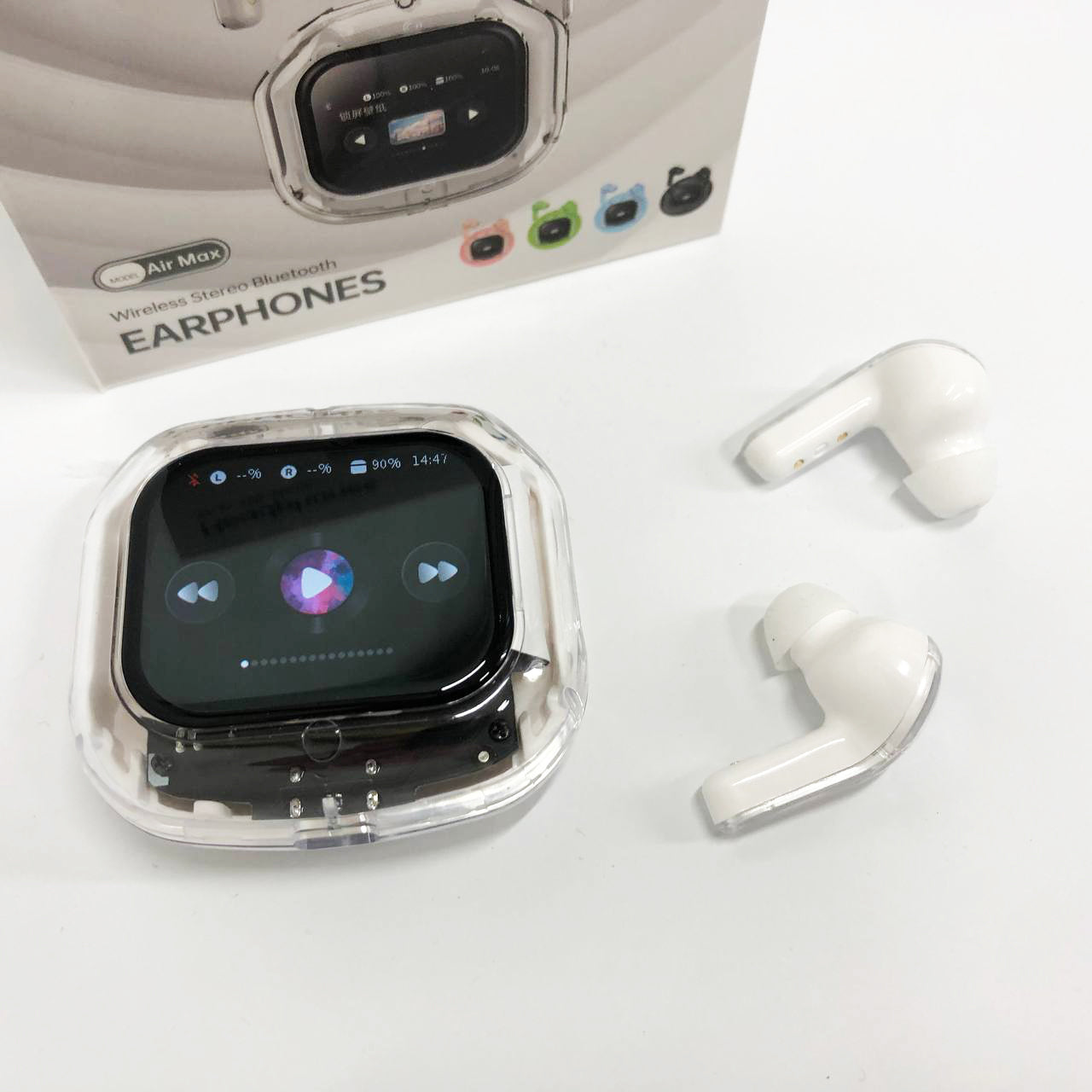 Беспроводные вакуумные наушники TWS с LED дисплеем, влагозащита IPx4 Bluetooth 5.4 с кейсом. Цвет: белый