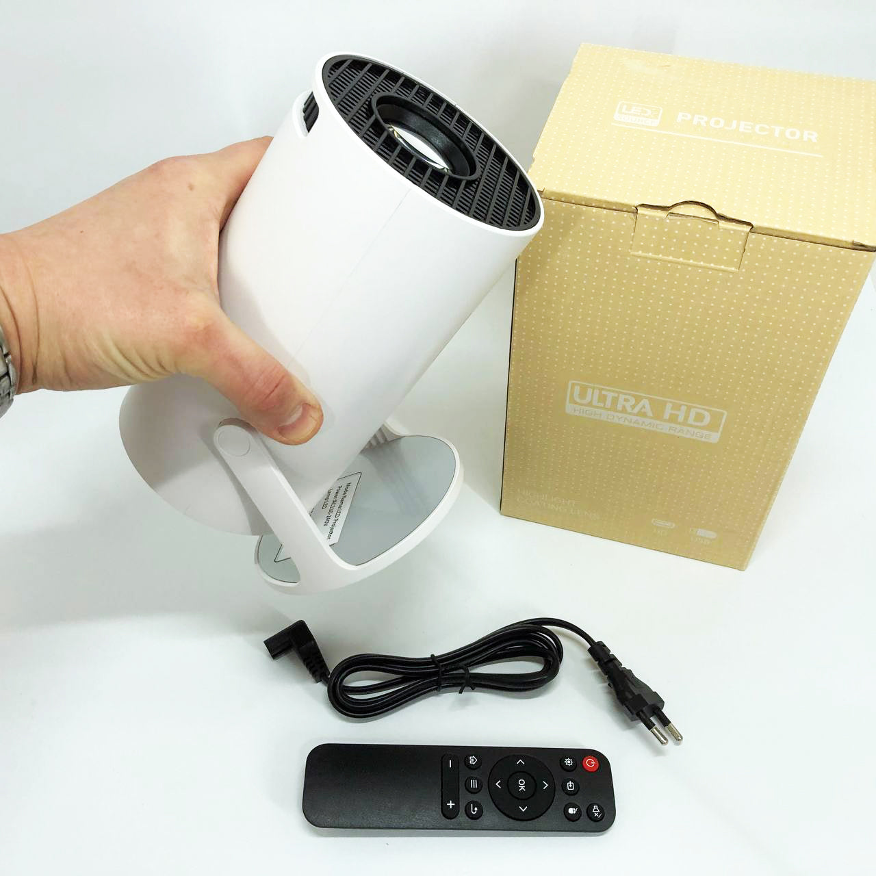 LED Проектор для дома портативный Смарт с WiFi, Bluetooth, Android 11, белый, 1280х720р