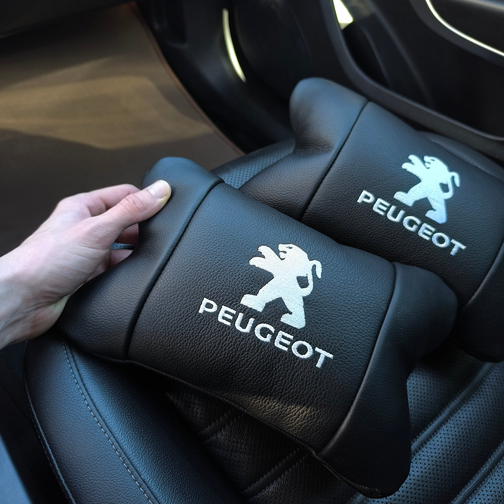 Набор подушек Peugeot из кожи + брелок в подарок, Автоподушки с вышивкой