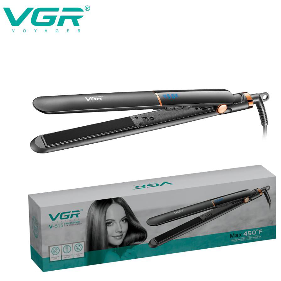 Утюжок для волос VGR V-515 BLACK с ЖК-дисплеем керамический стайлер для выравнивания волос и завивки