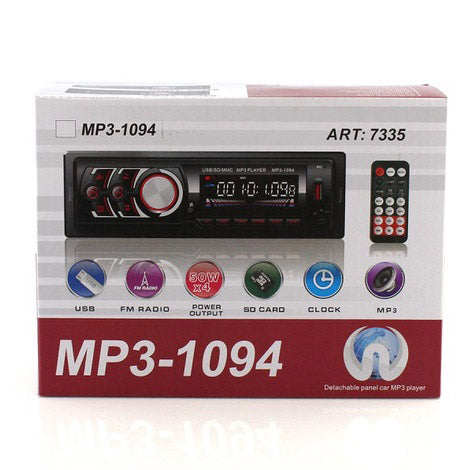 Автомагнитола со съемной панелью MP3 1094 с Bluetooth и пультом / Магнитола в машину автомобильная