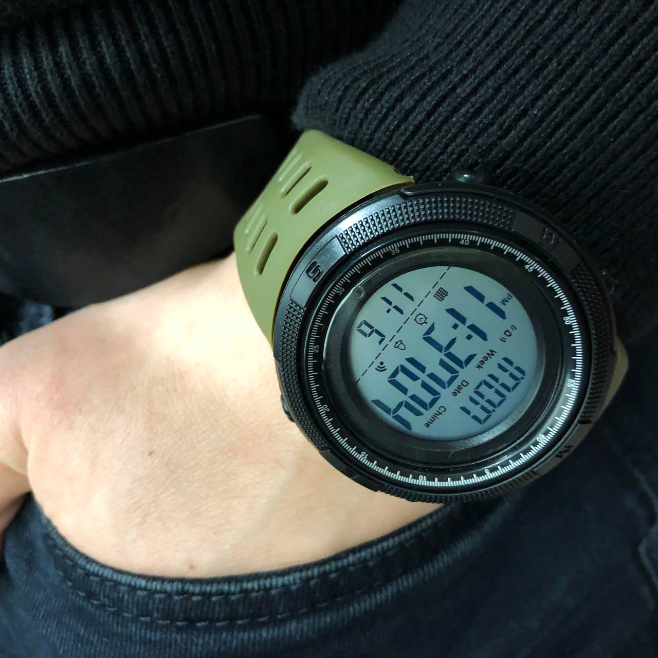 Часы наручные мужские SKMEI 2070AGWT ARMY GREEN, армейские часы противоударные. Цвет: зеленый