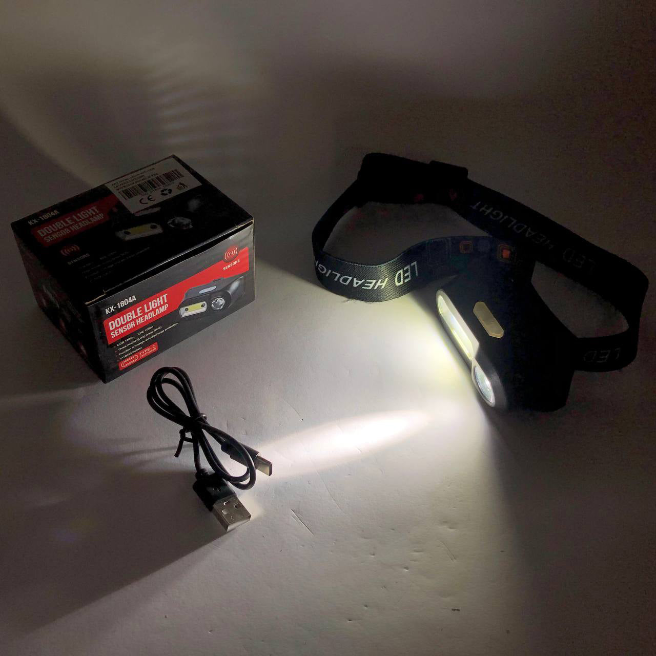 Фонарь налобный BL-1804A COB XPE с датчиком движения, Фонарь аккумуляторный для рыбалки