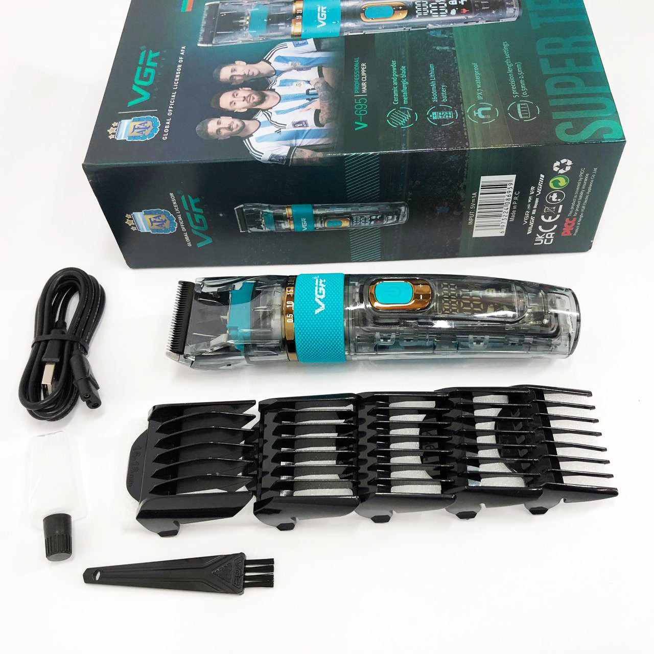 Машинка для стрижки волос и бороды VGR V-695 с LED дисплеем IPX7 влагозащита, Окантовочная машинка