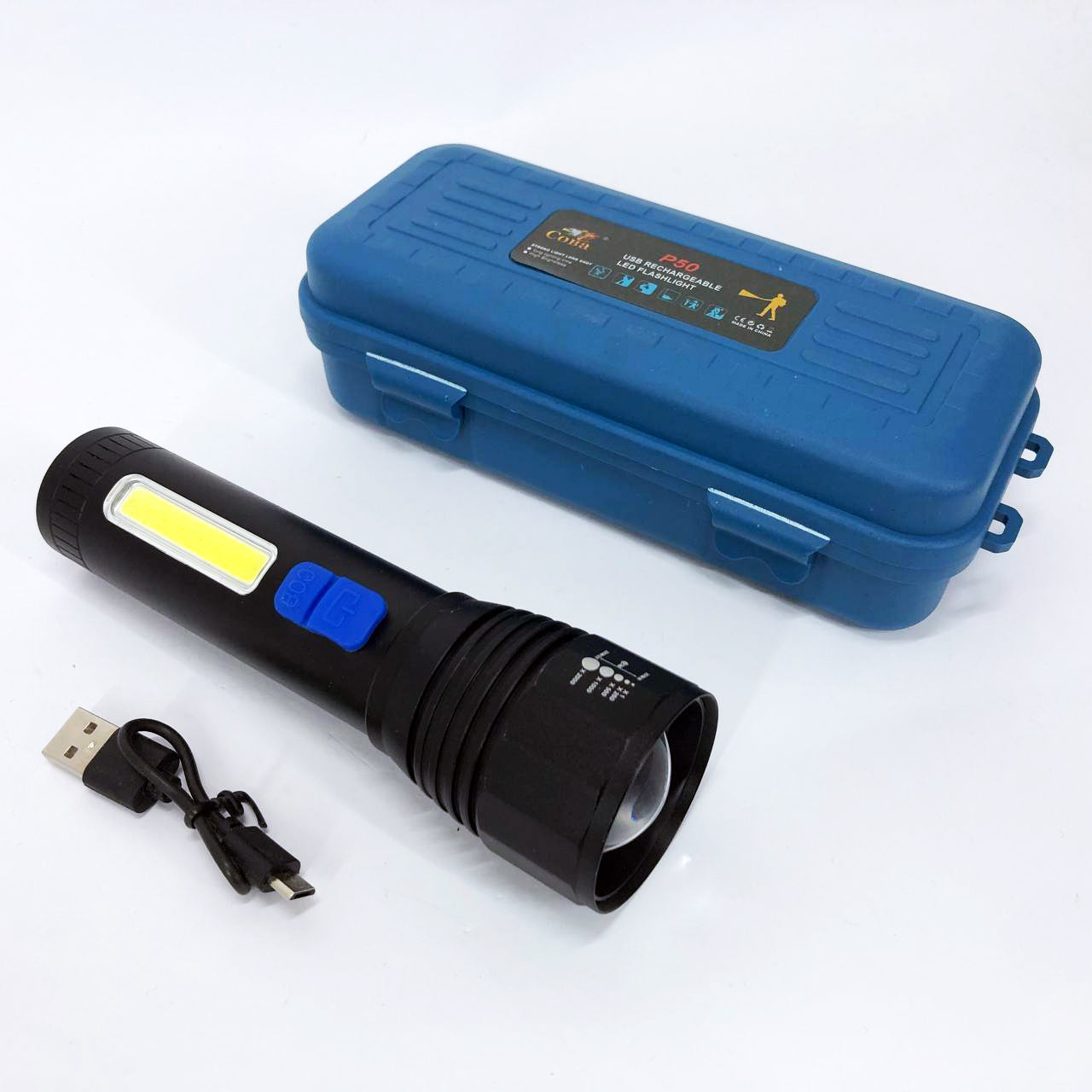 Фонарь ручной аккумуляторный CB-C11-P50-COB, Фонарик светодиодный ручной аккумуляторный портативный