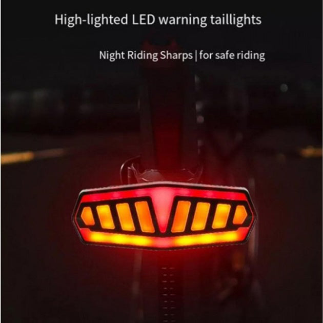 Велофонарь FY-1828 с указанием поворотов (red+yellow), ЗУ Type-C, Мигалка с аккумулятором на велосипед