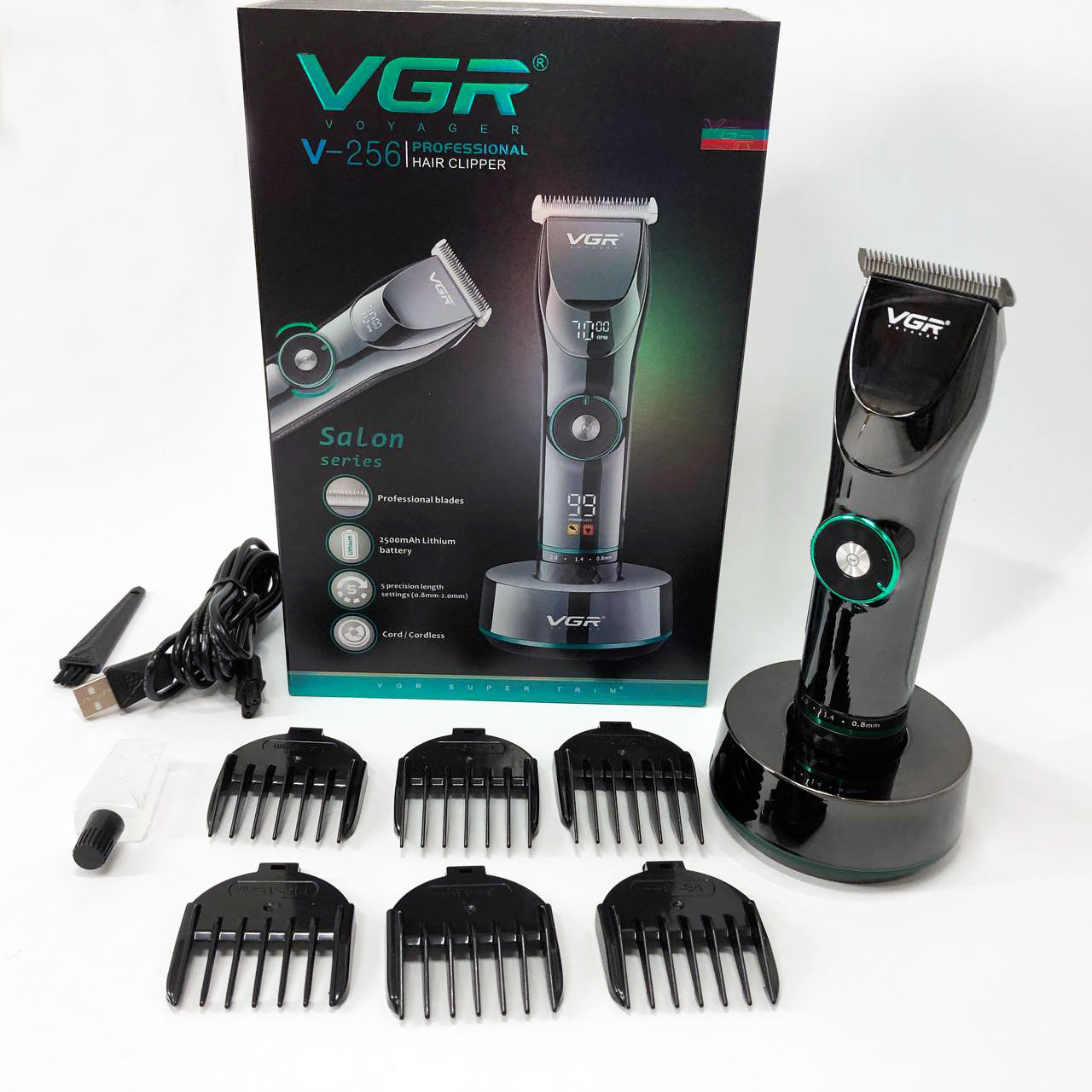 Профессиональная беспроводная машинка для стрижки волос и бороды VGR V-256, беспроводная электробритва
