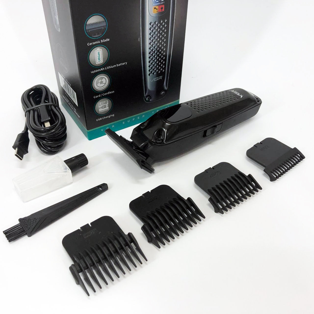 Машинка для стрижки волос триммер VGR V-972 профессиональная с насадками аккумуляторная USB