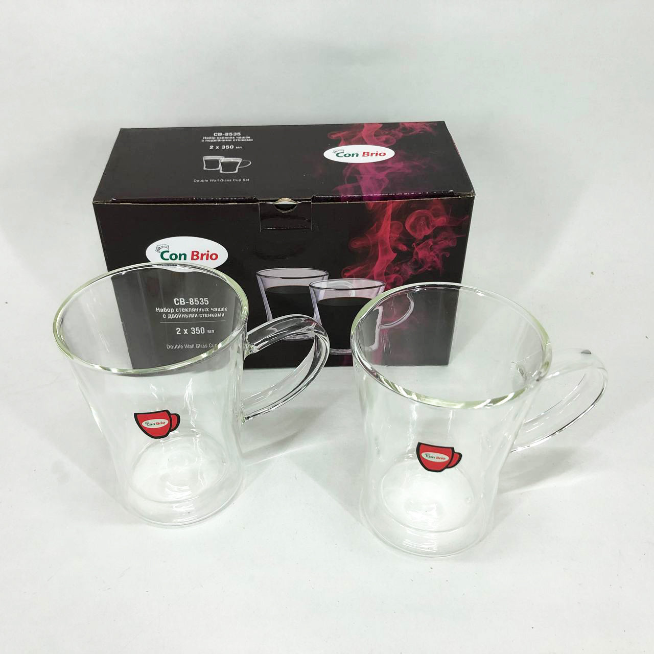 Набор кружек с двойным дном Con Brio CB-8535-2 350 мл 2 шт, чайные чашки с двойным дном
