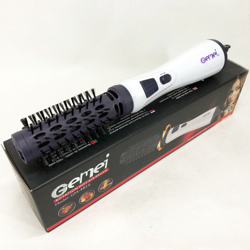 Фен-щітка для волосся фен, що обертається Gemei GM-4826, фен з насадкою брашинг, щітка для волосся, що обертається