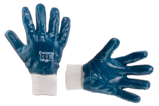 Перчатки Intertool - масло-бензостойкие с мягким манжетом 10,5" 6шт