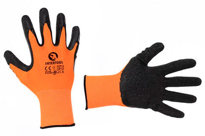 Перчатки Intertool - латексные рифленые 10"
