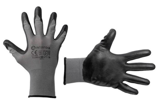 Перчатки Intertool - нитриловые 10" (серая)