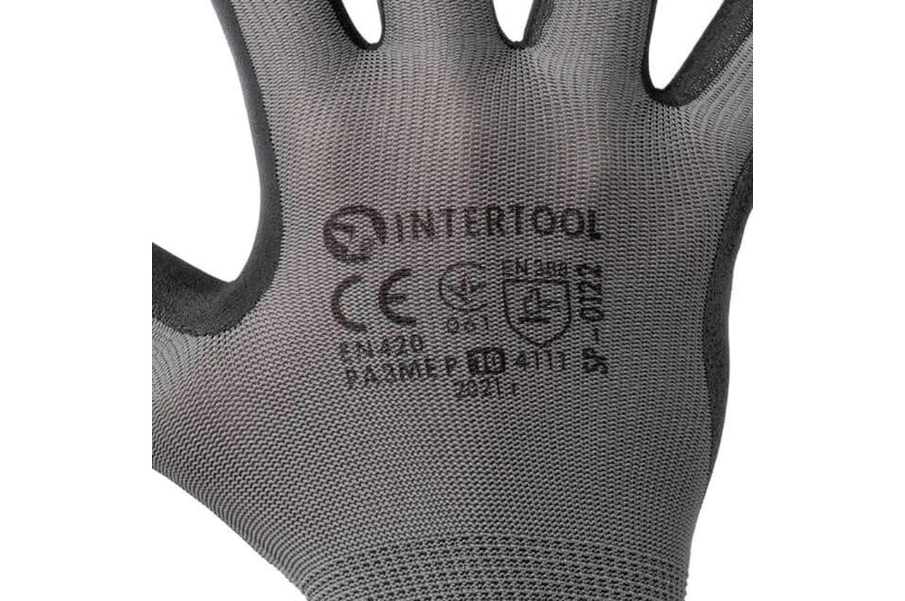 Перчатки Intertool - нитриловые 10" (серая)
