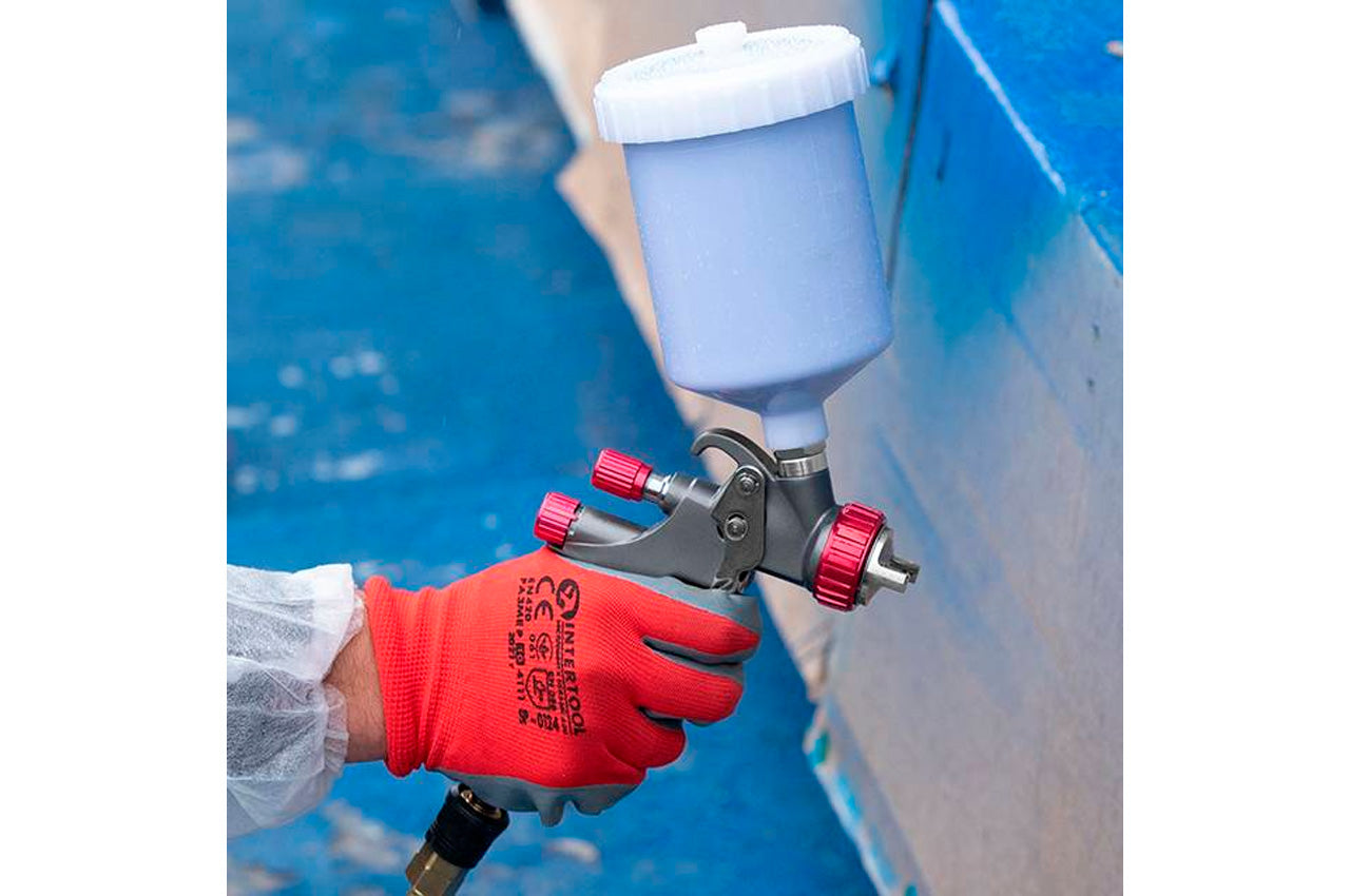 Перчатки Intertool - с нитриловым покрытием 10" (красно-серая)