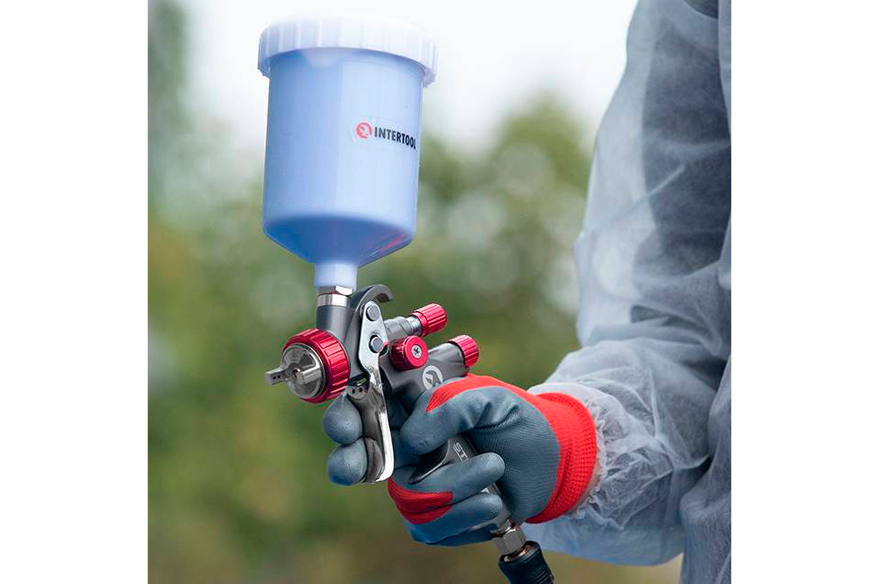 Перчатки Intertool - с нитриловым покрытием 10" (красно-серая)