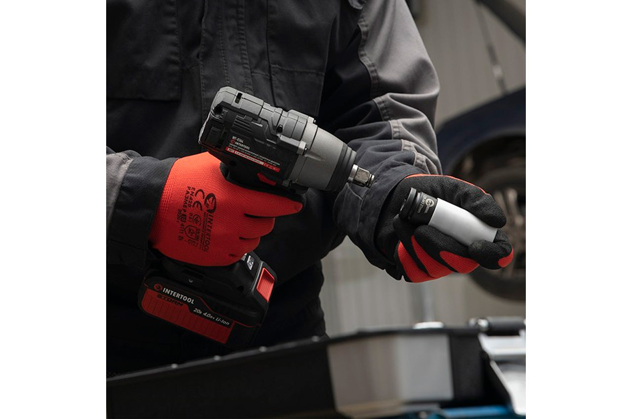 Перчатки Intertool - нитриловые пористая 10" (красно-черная)