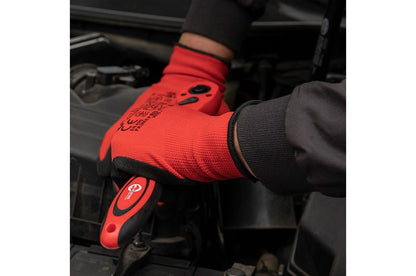 Перчатки Intertool - нитриловые пористая 10" (красно-черная)