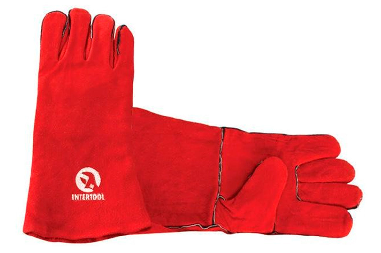 Перчатки Intertool - замшевые краги 35 см х 14" (красные)